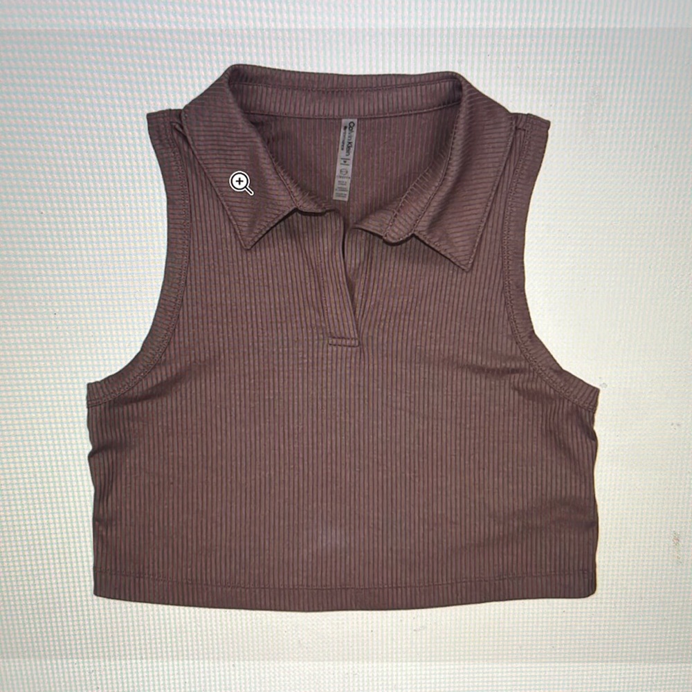 NWT Calvin Klein Performance Collared Neckline Cropped Sleeveless Woman Top XL
